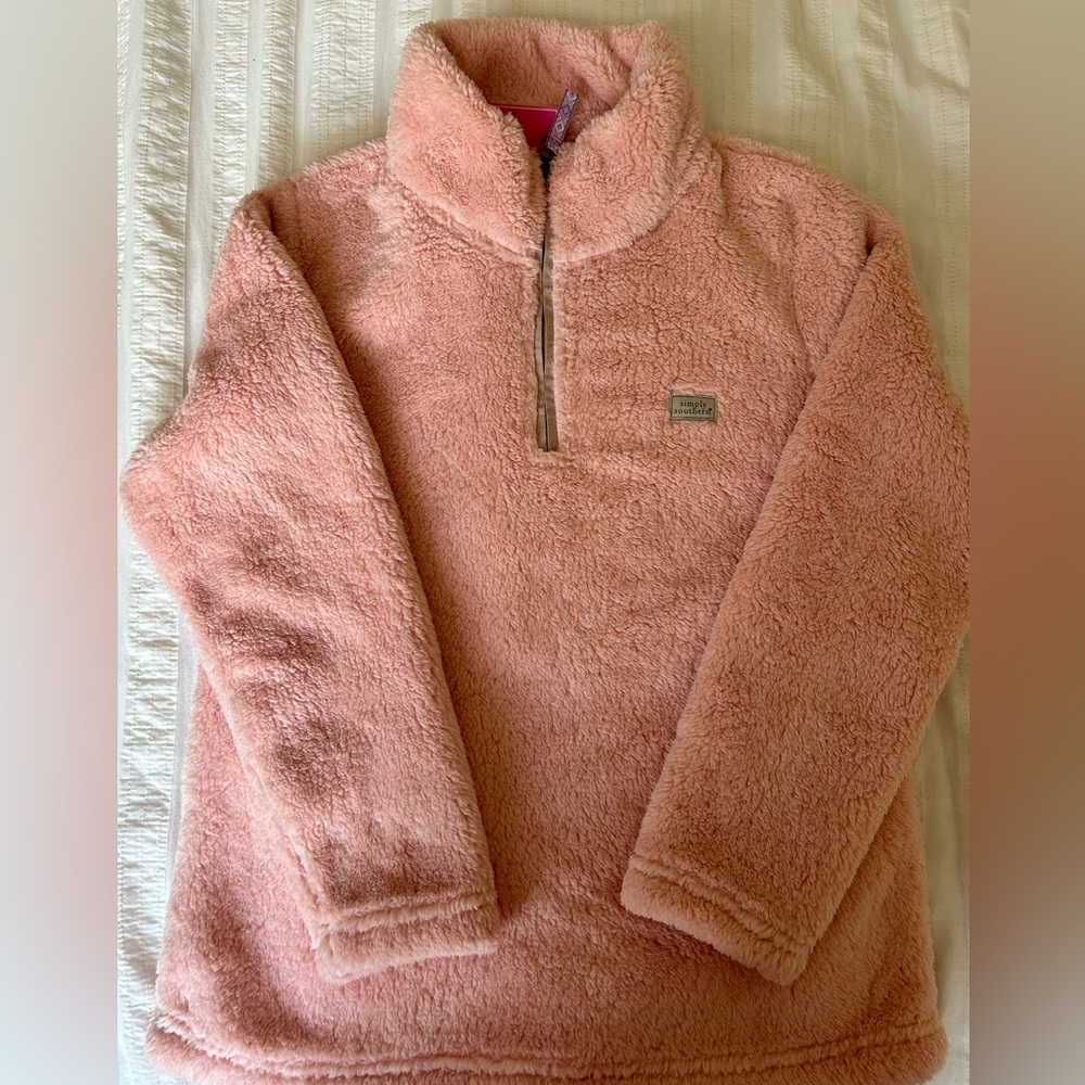 NWT Simply Southern Classic Pink Sherpa Long Sleeve Sweatshirt